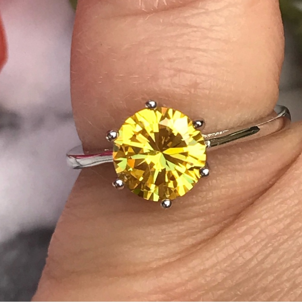 Sterling Silver Solitaire Ring With Lab Created C… - image 6